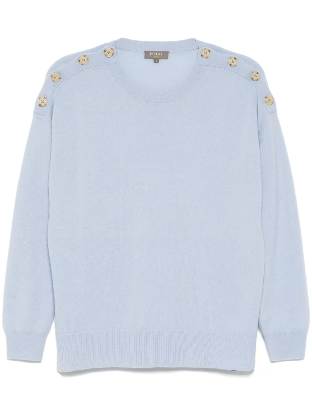 button-shoulder round-neck jumper