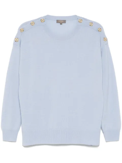 N.Peal button-shoulder round-neck jumper
