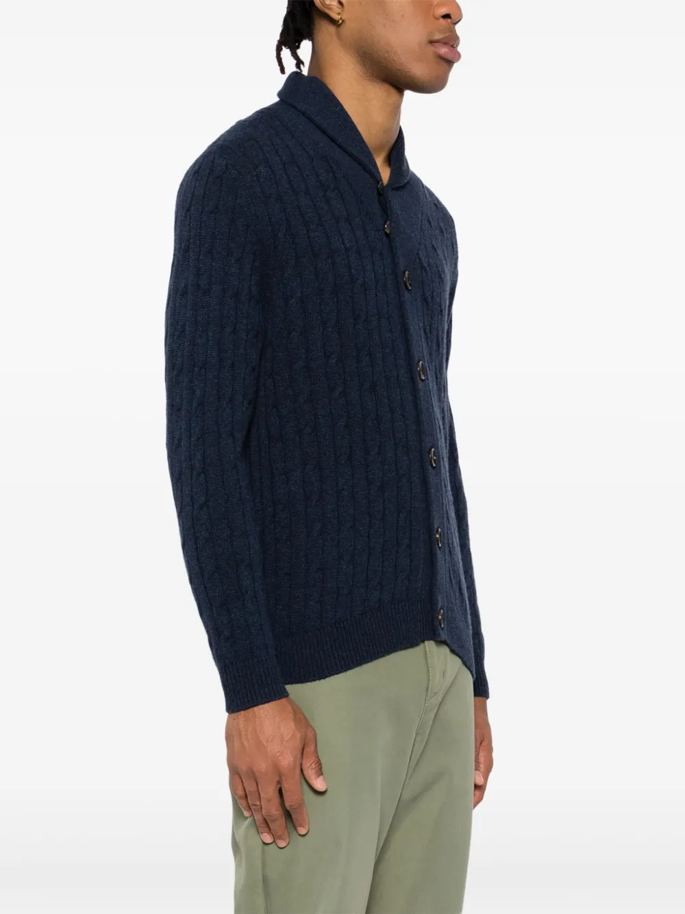 N.Peal Garrick kabelgebreid vest met sjaal Blauw