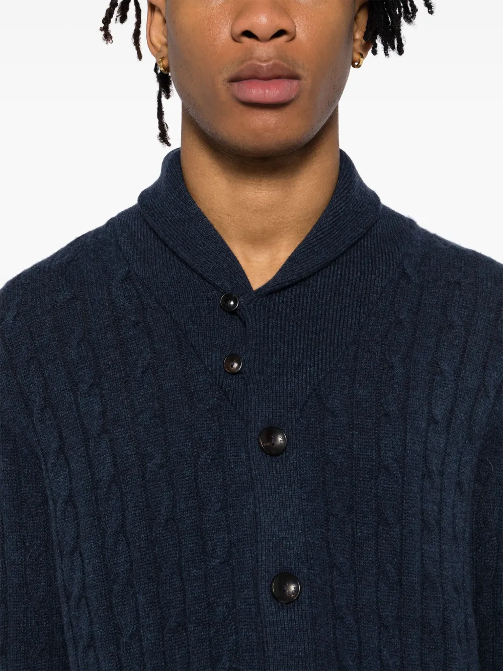 N.Peal Garrick kabelgebreid vest met sjaal Blauw