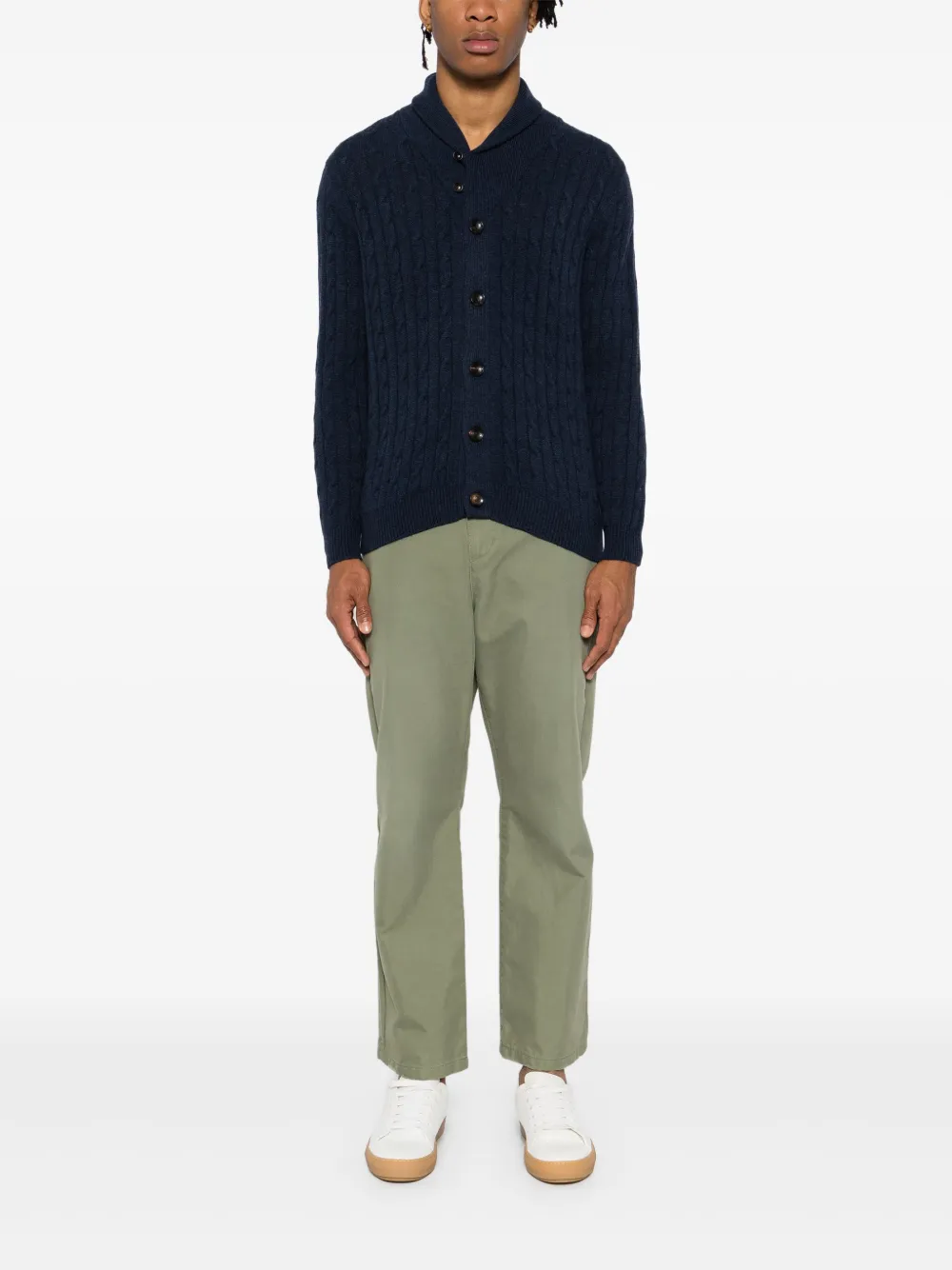 N.Peal Garrick kabelgebreid vest met sjaal - Blauw