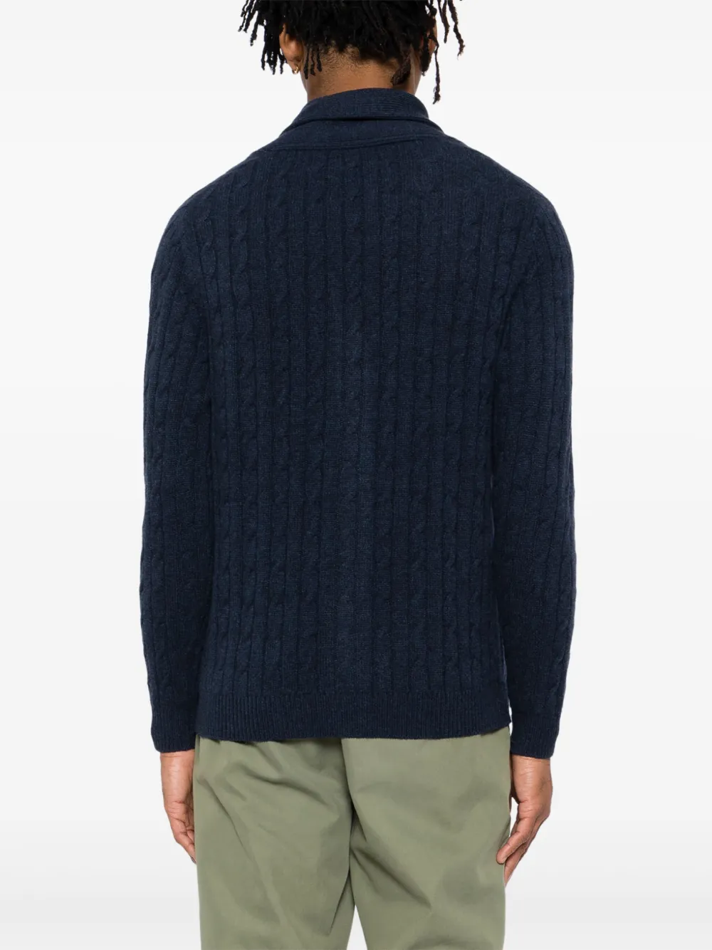 N.Peal Garrick kabelgebreid vest met sjaal Blauw