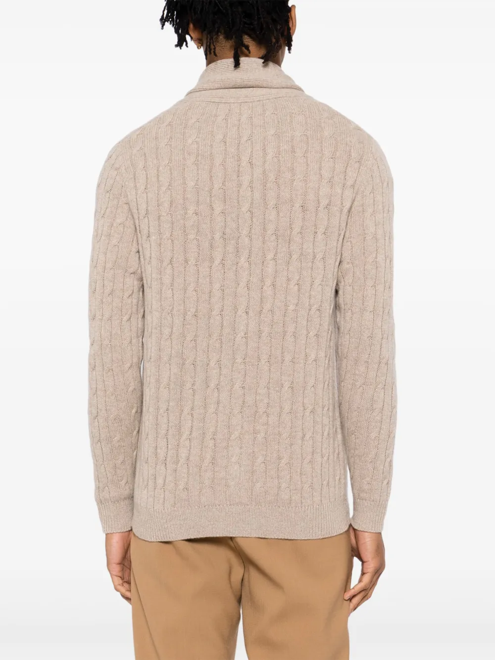 N.Peal Garrick kabelgebreid vest met sjaal Bruin