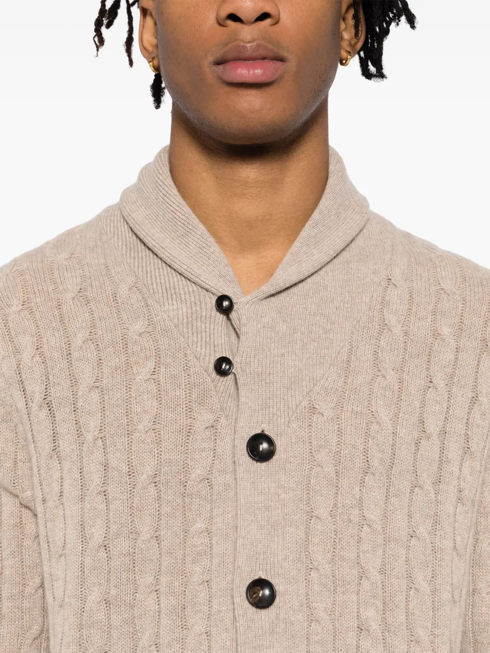 N.Peal Garrick kabelgebreid vest met sjaal Bruin