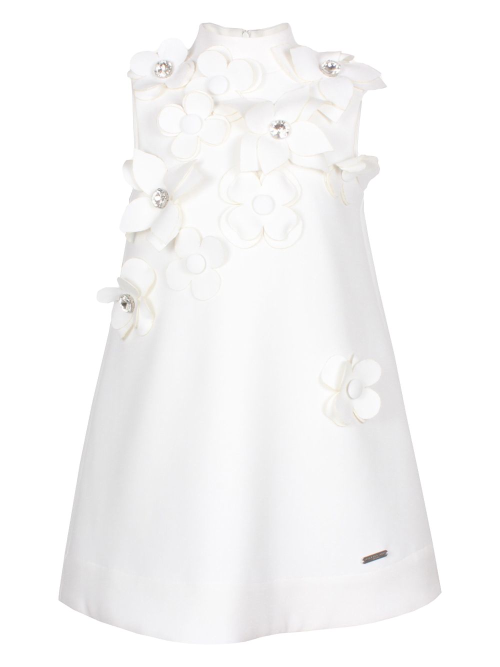 JESSIE AND JAMES floral-appliqué mini dress - White