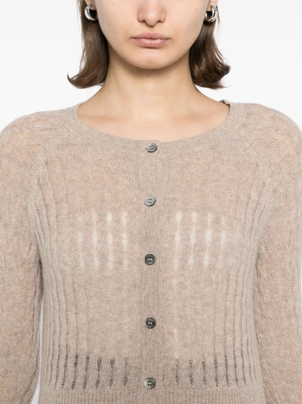 N.Peal Moving geribbeld vest Bruin