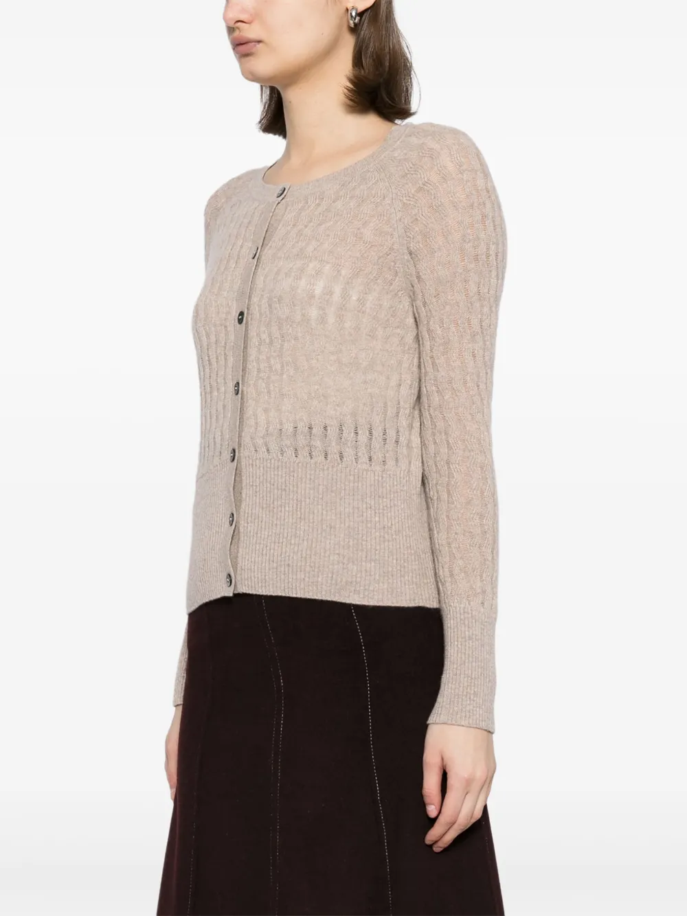 N.Peal Moving geribbeld vest Bruin