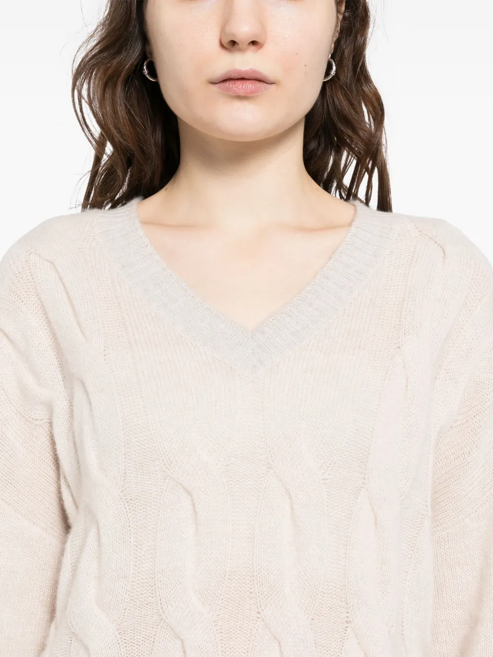 N.Peal Kabelgebreide trui Beige