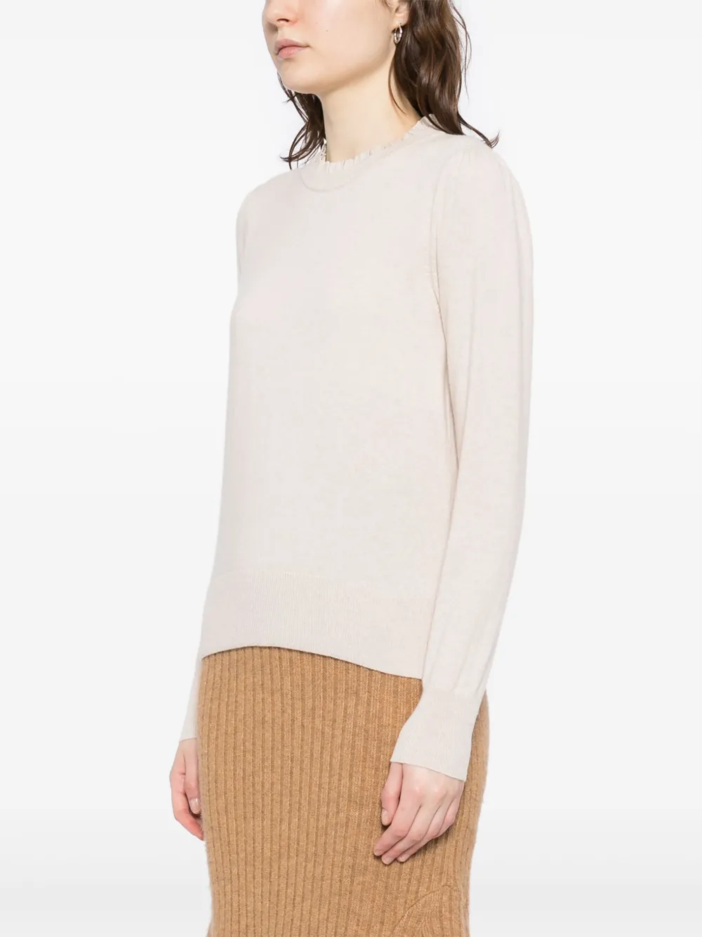 N.Peal Geweven trui met ruches Beige