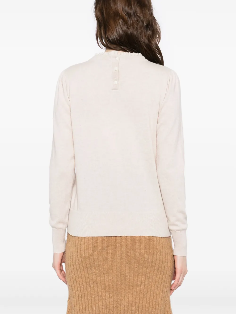 N.Peal Geweven trui met ruches Beige