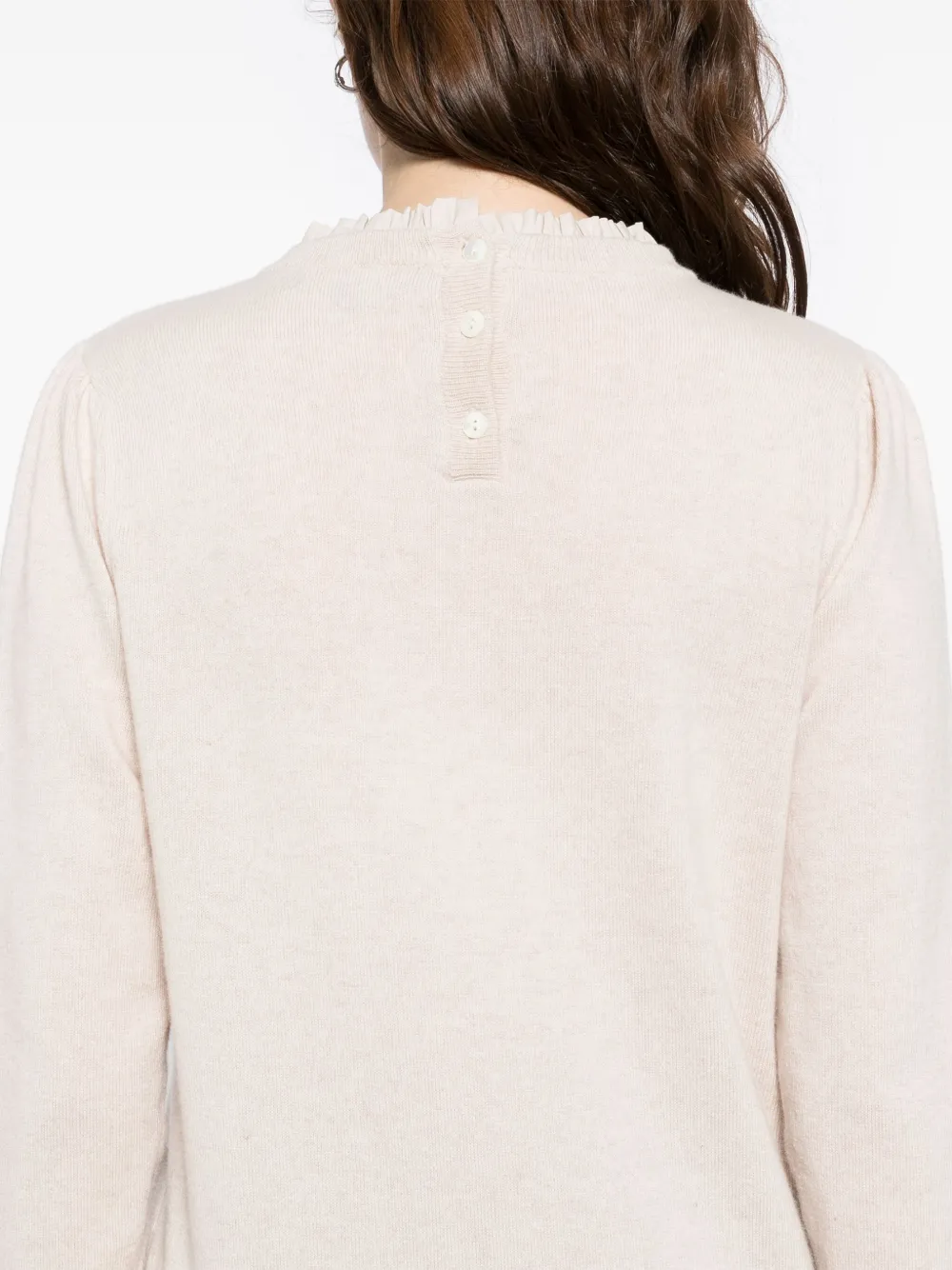 N.Peal Geweven trui met ruches Beige