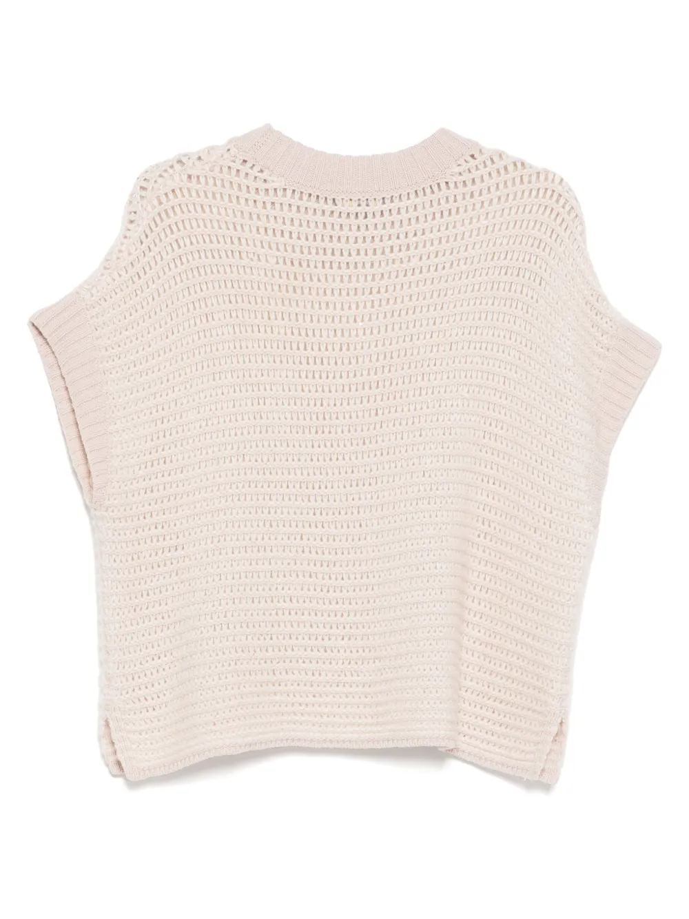 N.Peal Poncho trui met mesh stiksel - Roze