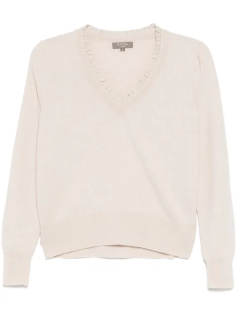 N.Peal suéter Ruffle Trim V Neck