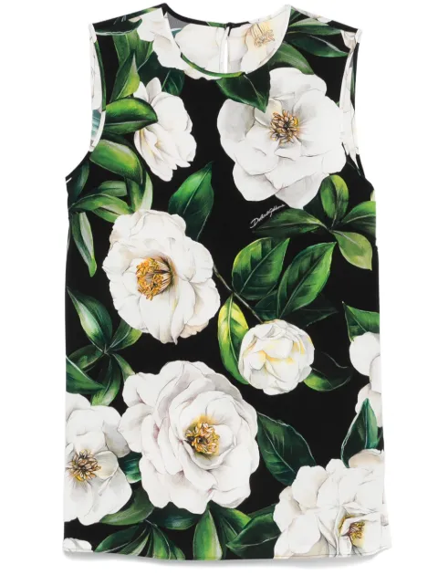 Dolce & Gabbana gardenia-print charmeuse top