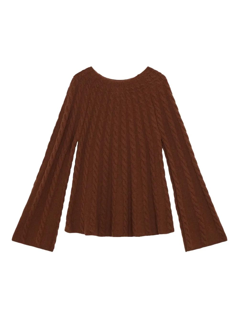 Loulou De Saison Amal Cable-knit Bell-sleeve Sweater In Brown