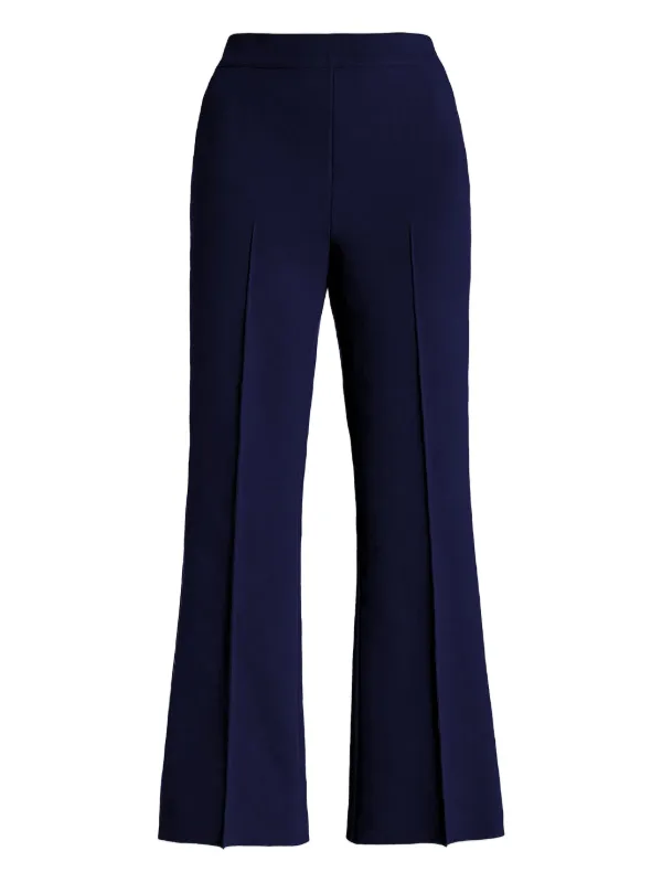 High Sport Kick Pleated-front Flared Trousers in Blue