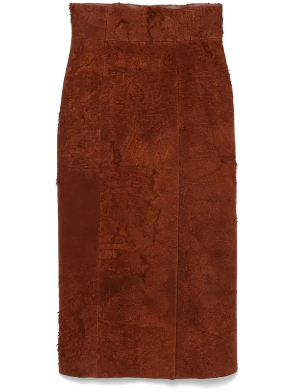 Alexander McQueen Suede Midi Skirt | Brown | FARFETCH