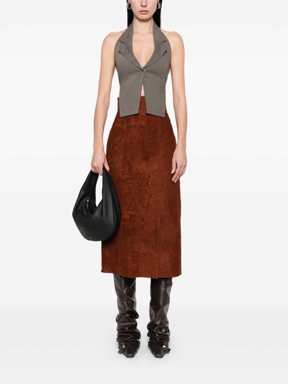 Alexander McQueen Suède midi-rok - Bruin