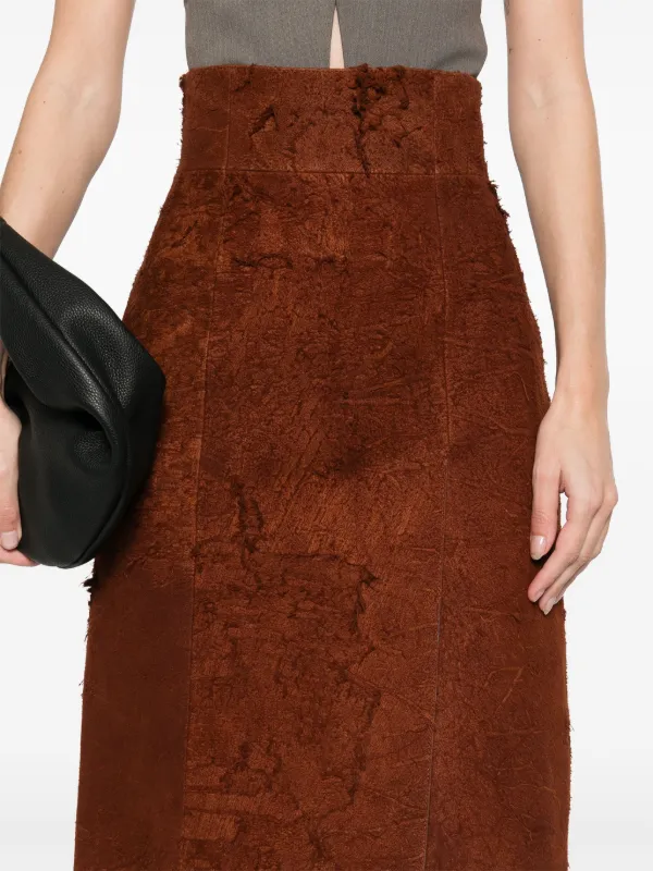Alexander McQueen Suede Midi Skirt | Brown | FARFETCH