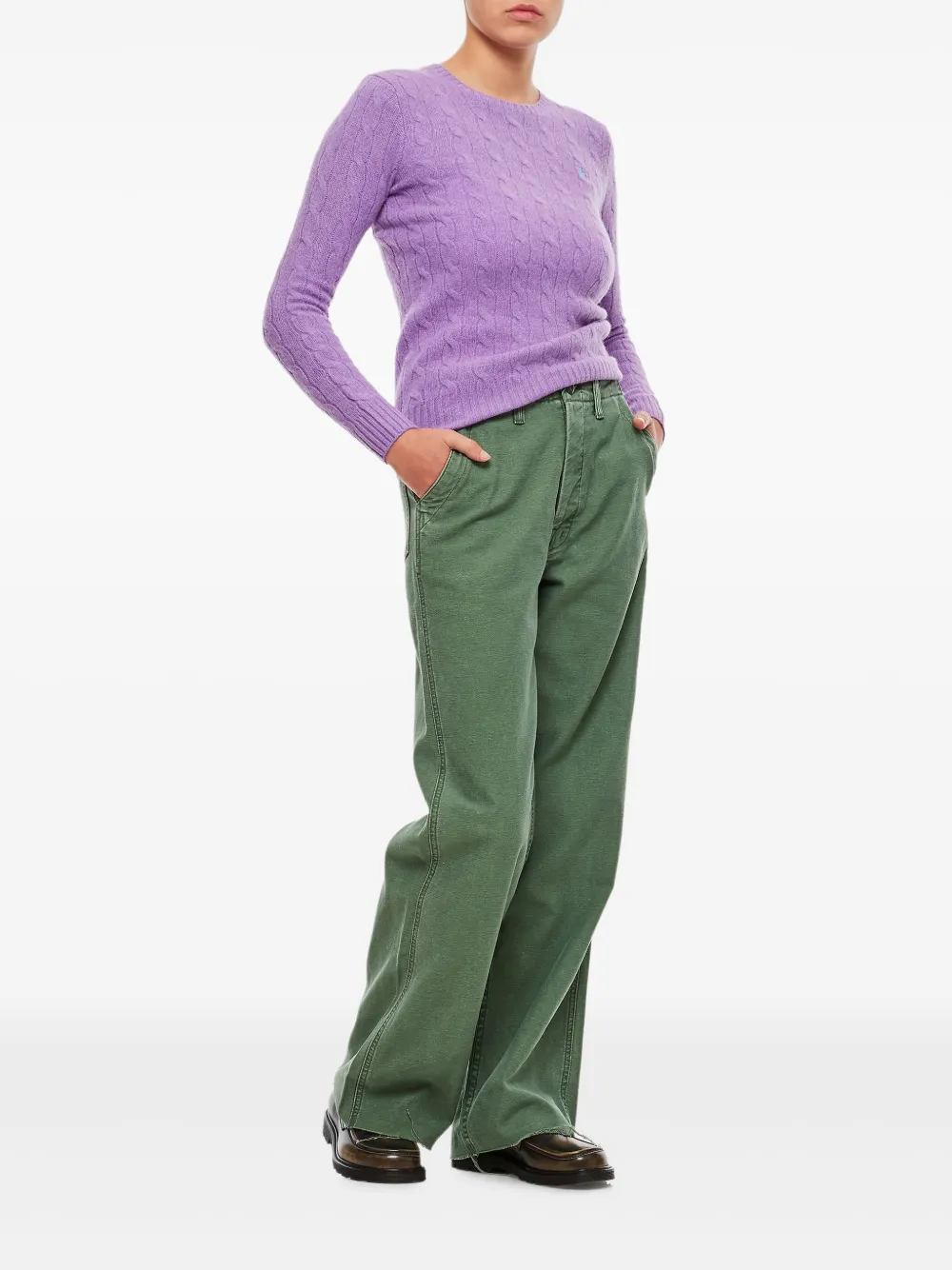 MOTHER Jeans met logopatch - Groen
