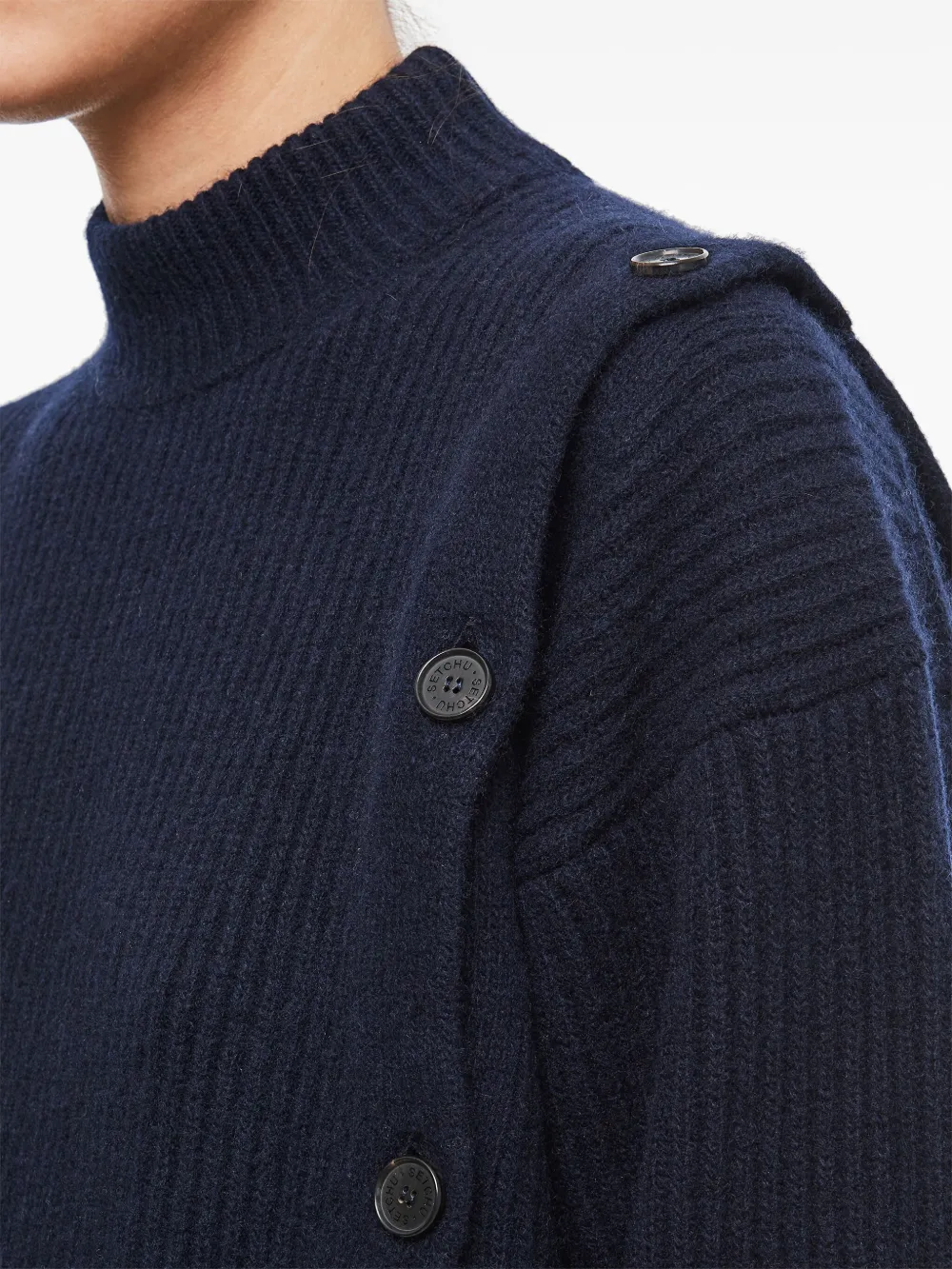 Setchu Geribbelde sweater Blauw