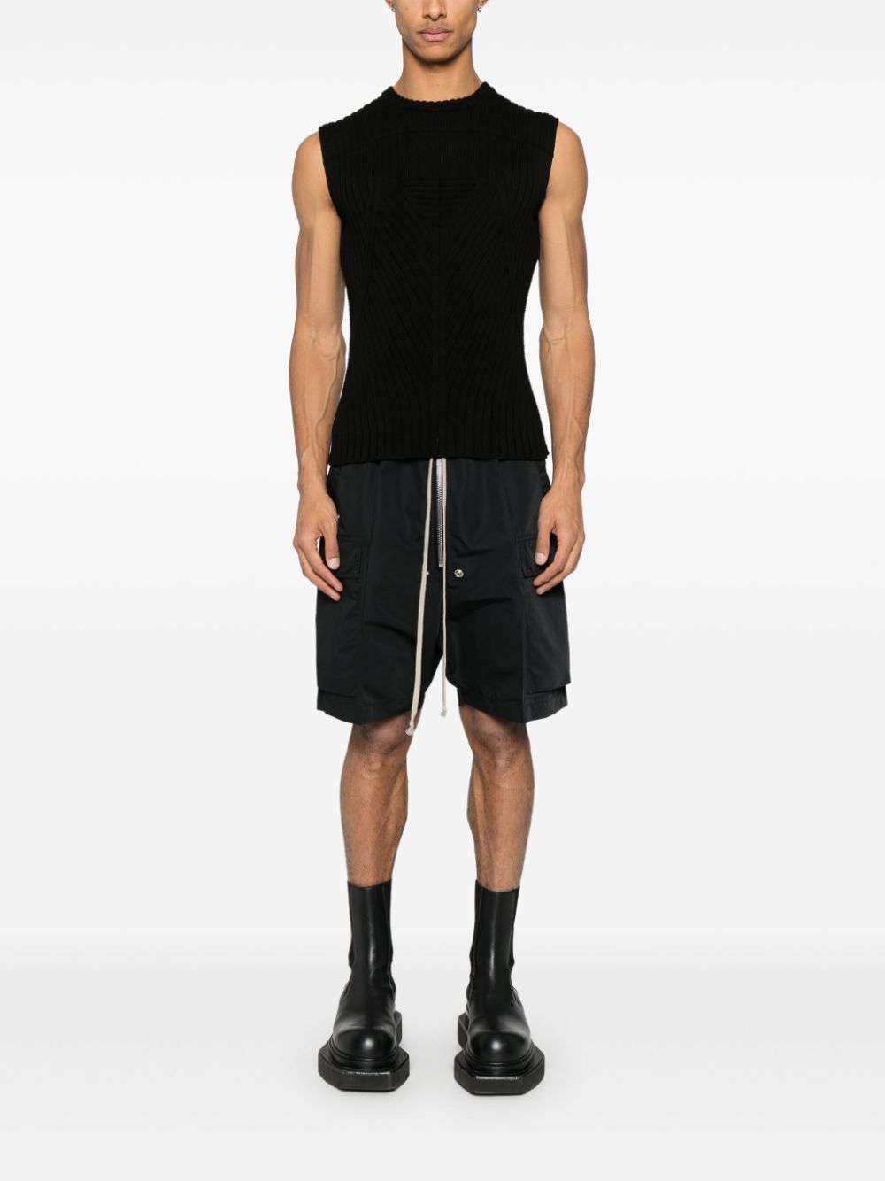 Rick Owens Ribgebreide top - Zwart