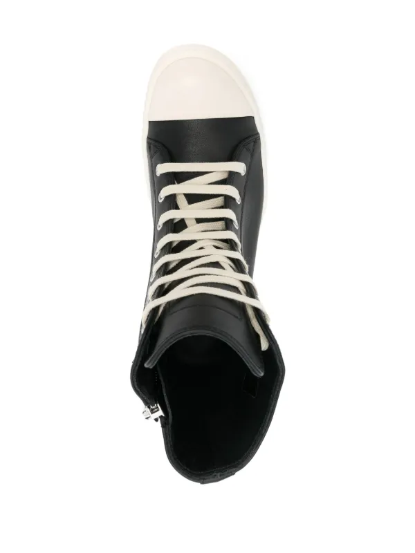 【関税＆送料込み】Rick Owens Black And White Leather Sneak RICK OWENS Leather sneakers | NET-A-PORTER
