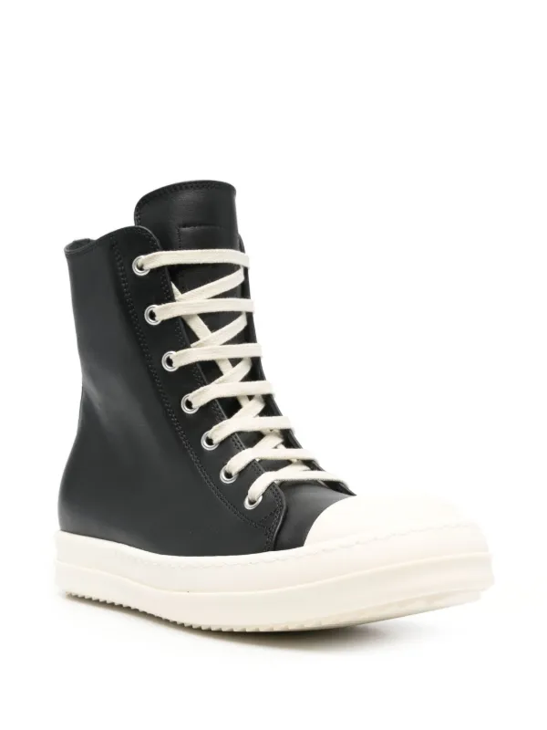 スニーカー RICK OWENS Leather high-top sneakers Rick Owens Leather Sneakers | Black | FARFETCH