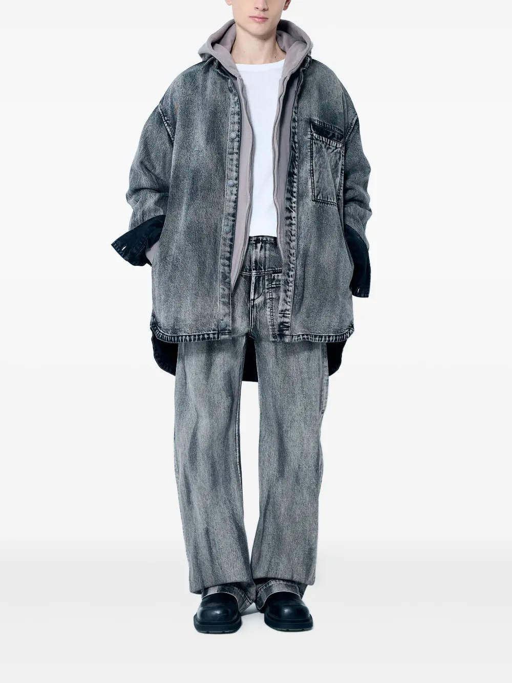 ENTIRE STUDIOS drop-shoulder denim shirt - Grijs