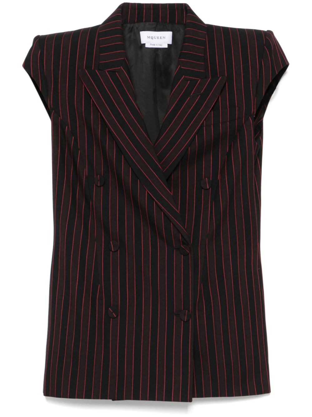 Alexander McQueen pinstriped sleeveless blazer - Black