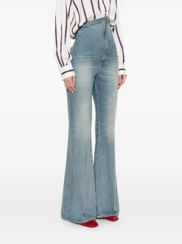 デニム・ジーパン Alexander Mcqueen Flared Jeans With Turn-Ups At The Waist Alexander McQueen Flared jeans with turn-ups at the waist