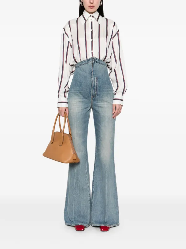 Alexander McQueen Fold Over Waist Jeans | Blue | FARFETCH
