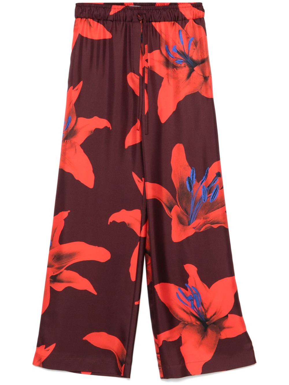 floral-print trousers