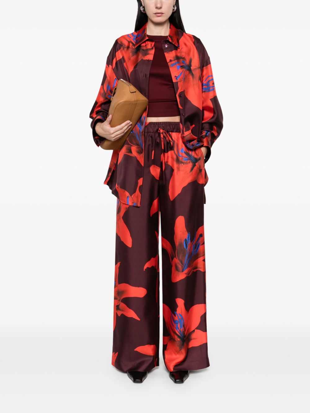 Alexander McQueen Broek met bloemenprint - Rood