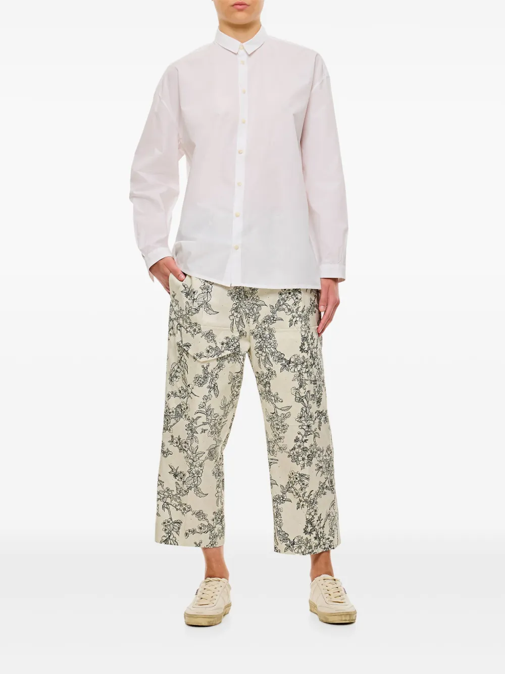 Setchu Broek met bloemenprint - Wit