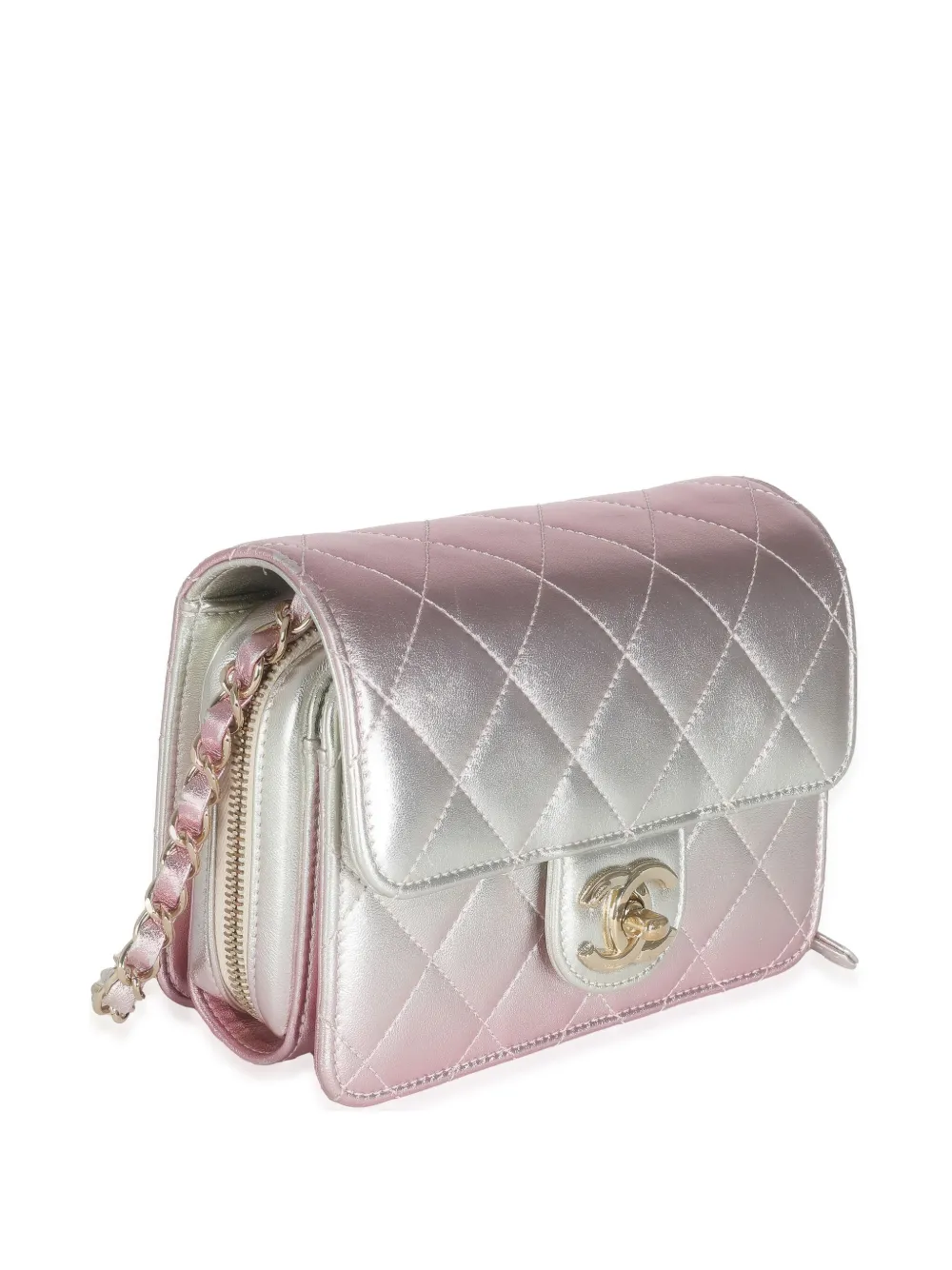 Pre-owned Chanel 2021-2023 Like A Wallet Shoulder Bag In Silver
