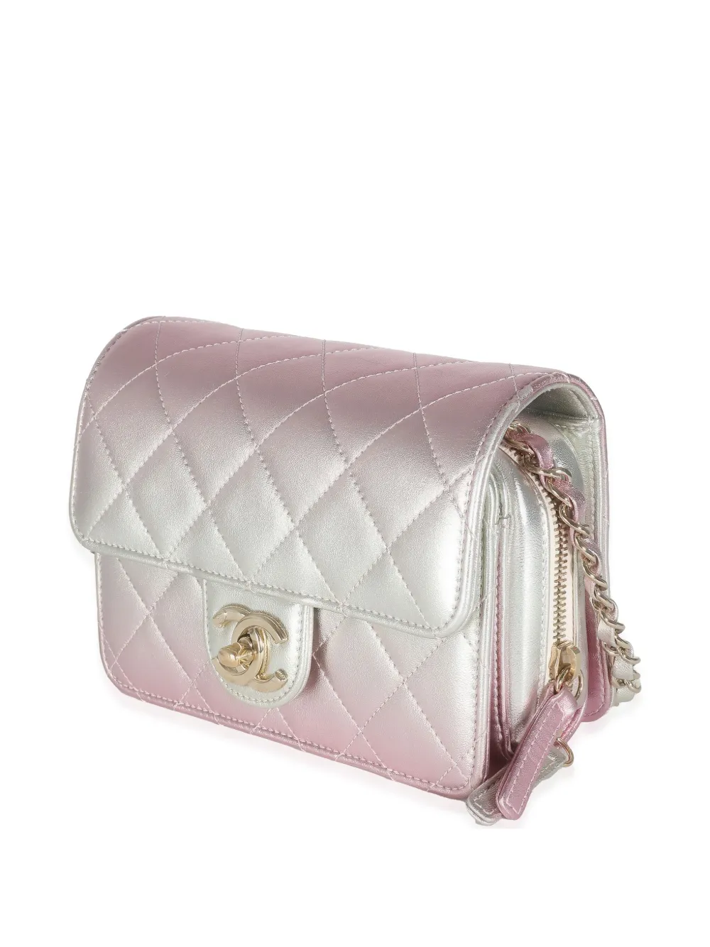 Pre-owned Chanel 2021-2023 Like A Wallet Shoulder Bag In Silver