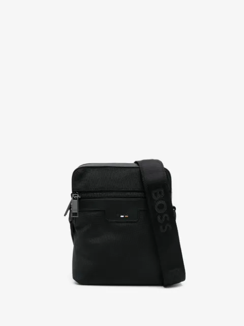 BOSS logo-debossed messenger bag