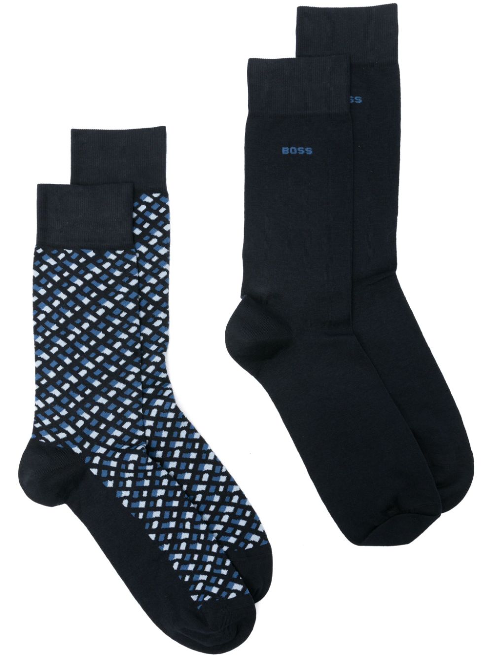 BOSS patterned intarsia-knit socks - Blue