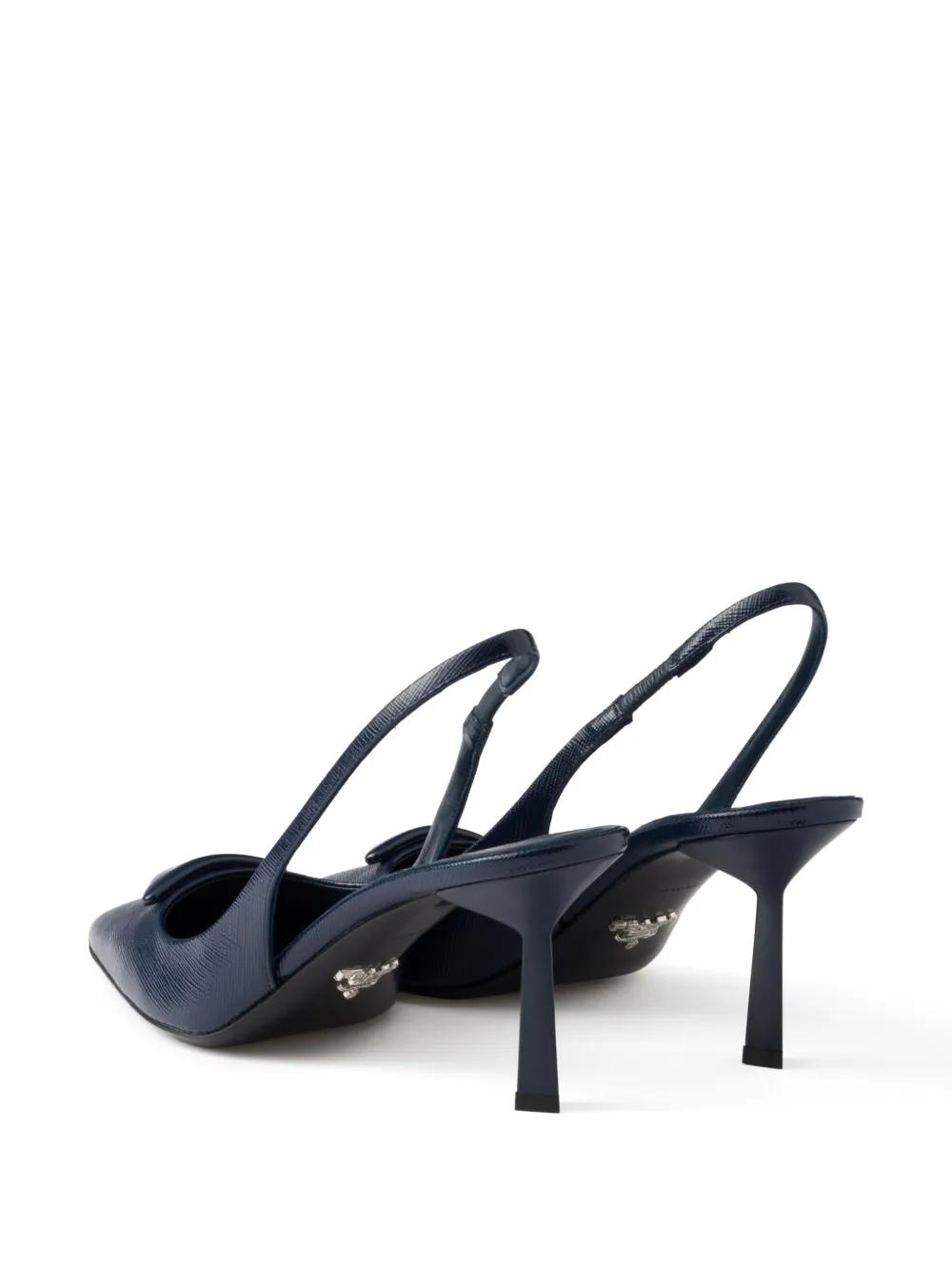 Prada 75mm triangle-logo slingback pumps Blue