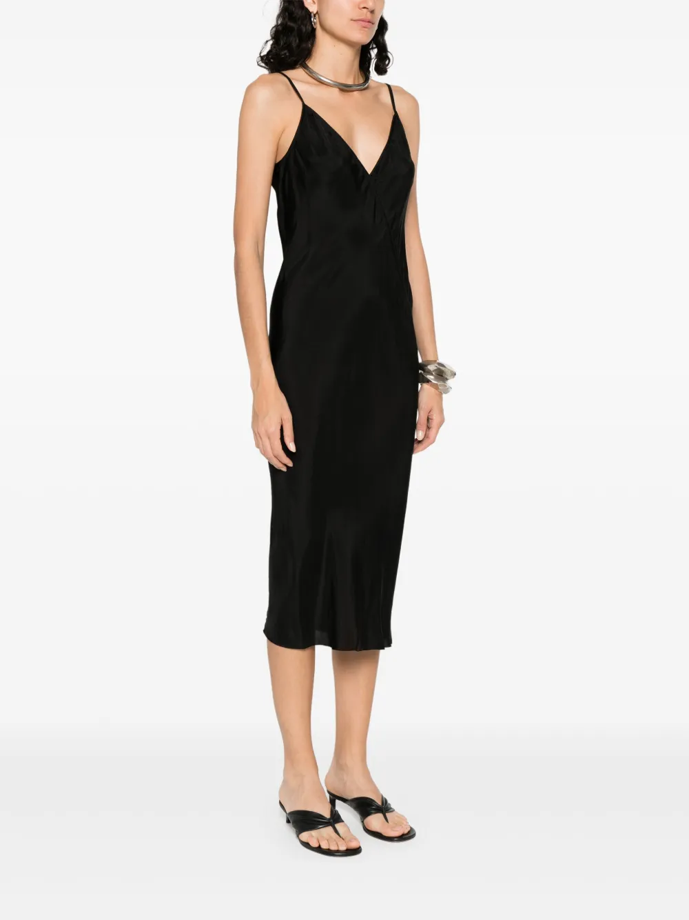 Rick Owens Slip-style midi-jurk Zwart