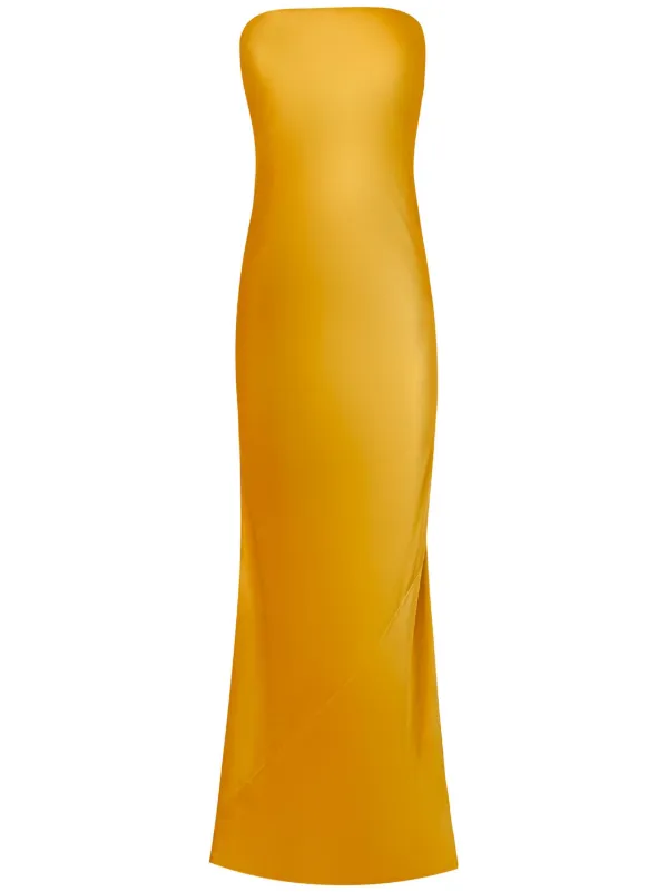 alejandra alonso rojas orange dress Alejandra Alonso Rojas bow-detail Bustier Gown | Gold