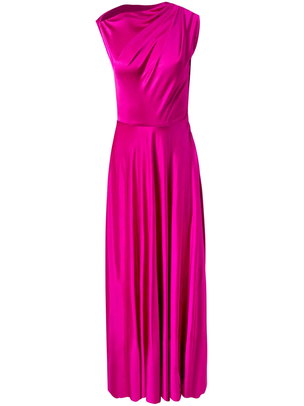 one-shoulder silk gown