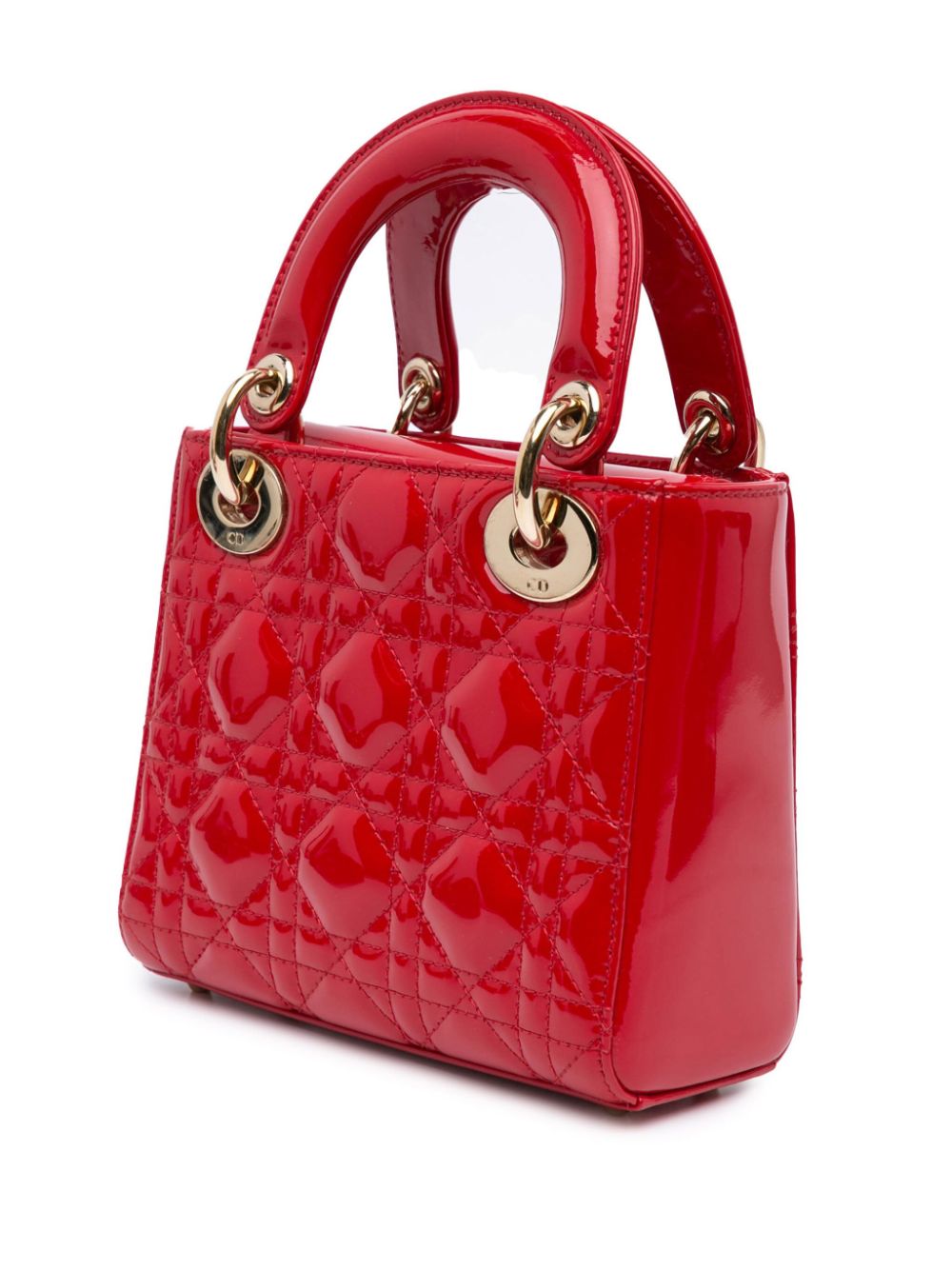 Christian Dior Pre-Owned 2016 Mini Cannage Lady Dior lakleren boekentas - Rood