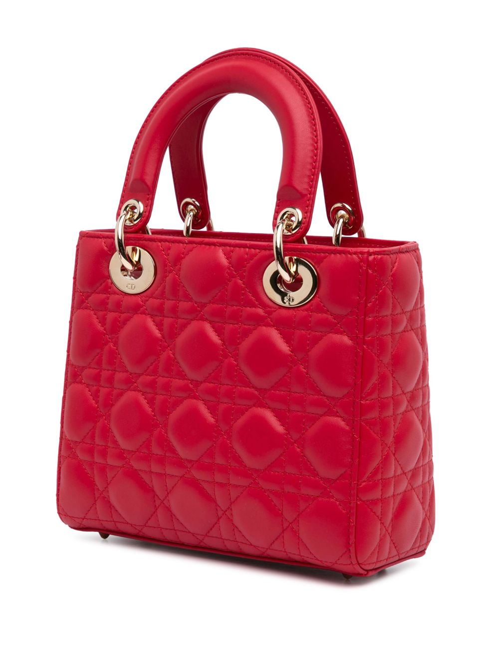 Christian Dior Pre-Owned 2022 kleine Cannage My ABCDior Lady Dior lamsleren boekentas - Rood