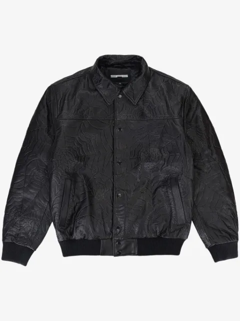 SP5DER debossed leather jacket