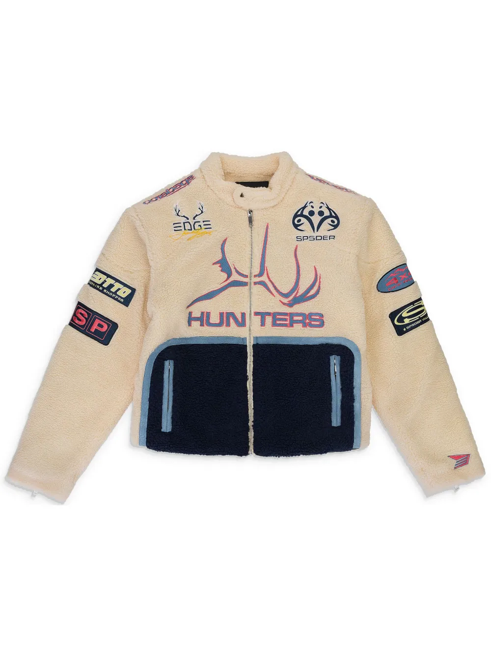 Sp5der Sherpa Moto Cream Field Jacket In Neutrals