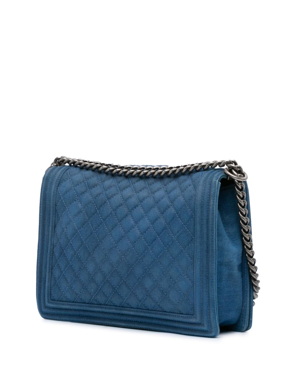 CHANEL Pre-Owned 2012-2013 grote Boy Flap gewatteerde denim crossbodytas - Blauw