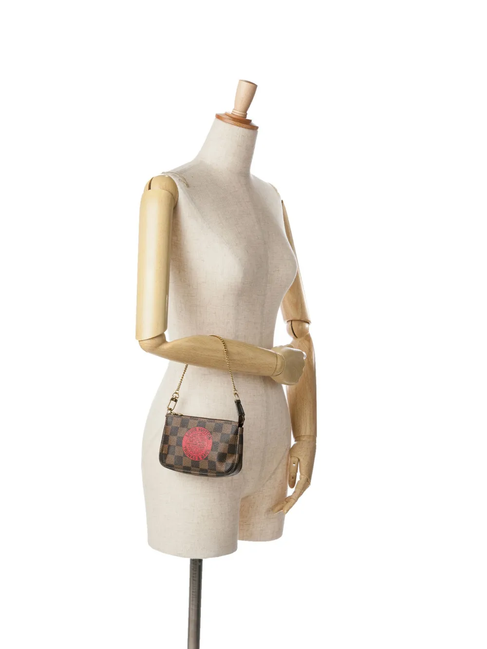 Pre-owned Louis Vuitton 2008 Damier Ebene Trunks And Bags Mini Pochette Accessoires Handbag In Brown