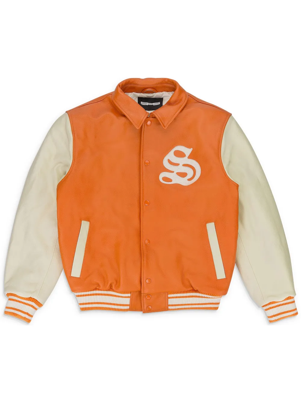 Sp5der Logo-patch Varsity Jacket In Orange